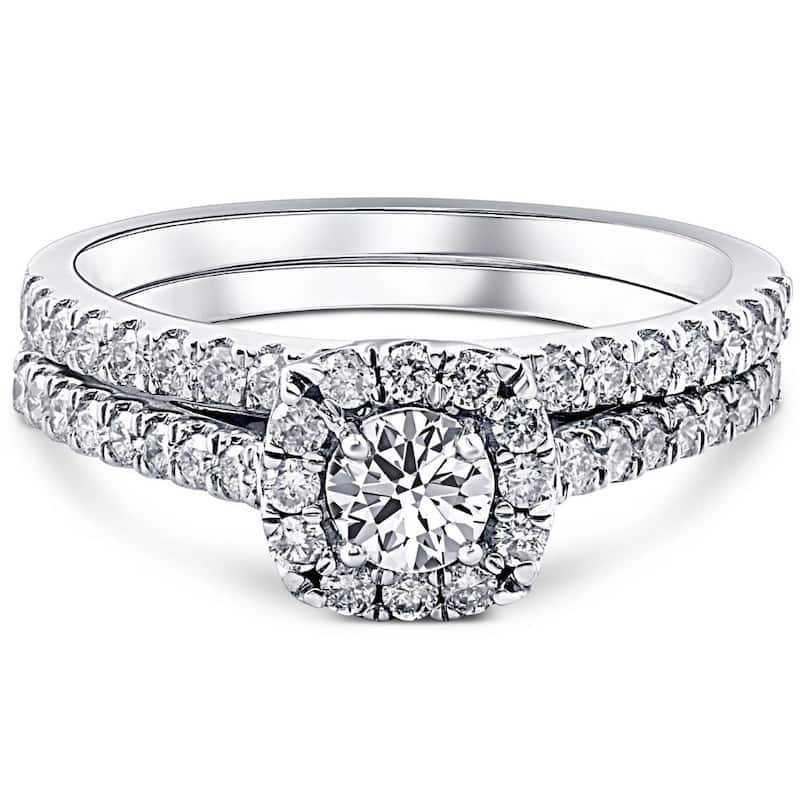 14k White Gold 1 ct TDW Diamond Bridal Ring Set