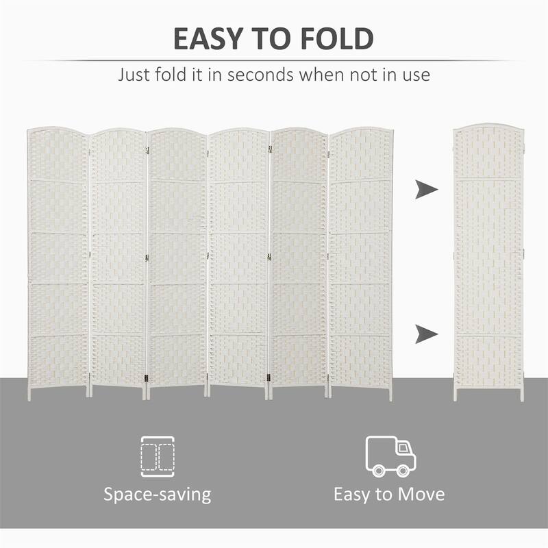 Nature Wood-White Poplar Paper Rope Folding Room Divider with Panels
