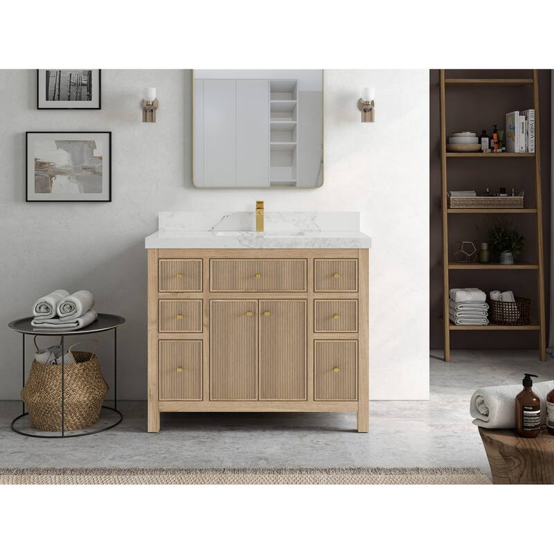 Willow Collections 42 in. W x 22 in. D Sonoma Teak Single Sink Bathroom Vanity with Countertop