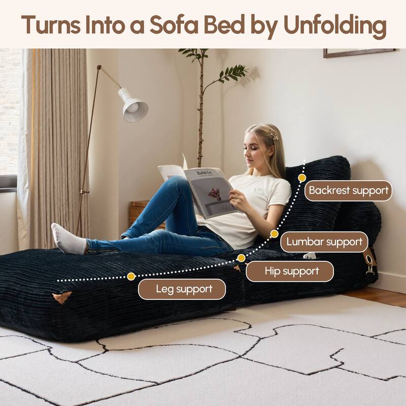 XIZZI Convertible Corduroy Floor Chair Folding Sofa Bed