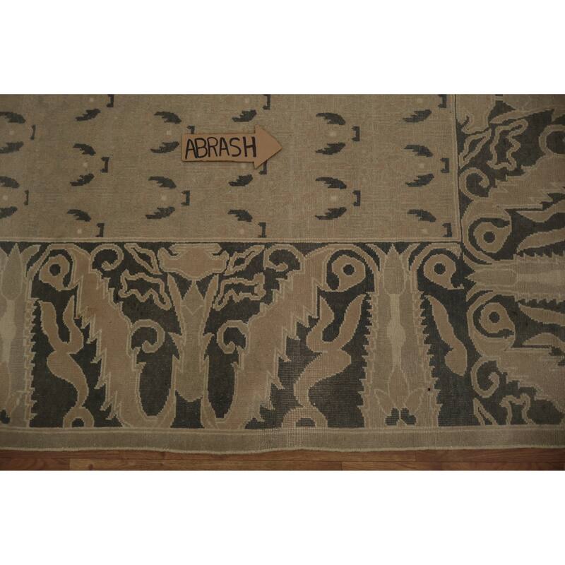 Hand Knotted Oriental 100% Wool Carpet Traditional All-Over Brown Ziegler Area Rug - 14' 9'' X 9' 11''