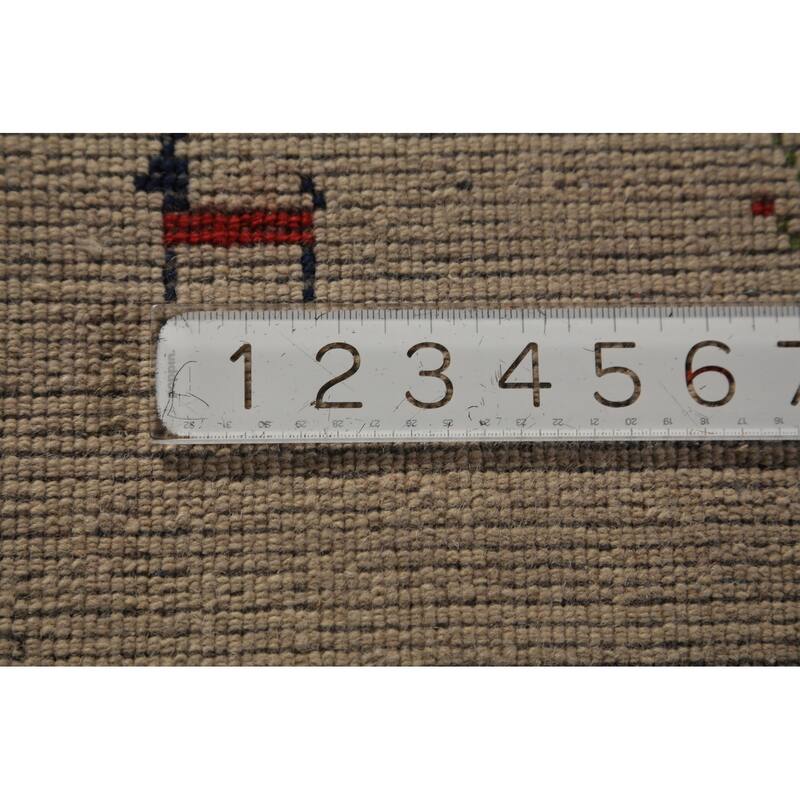 Tribal Gabbeh Oriental Rug Hand-Knotted Beige Modern Wool Carpet - 5'7" x 7'11"