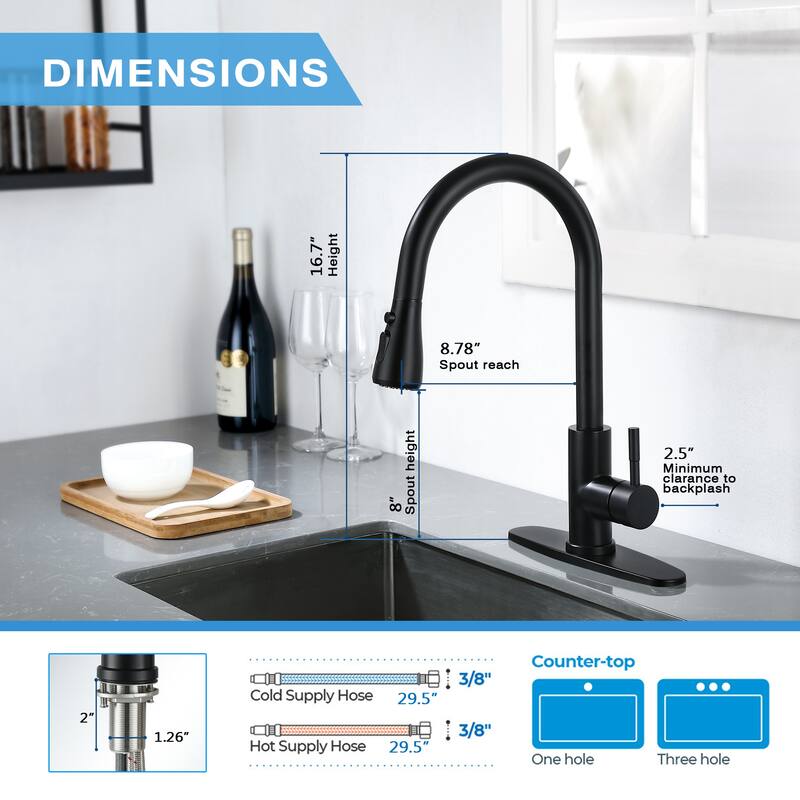 AITINKAN Pull Down Single Handle Kitchen Faucet with 3 Spray Mode
