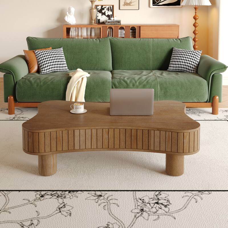 42" Modern Lift-Top Coffee Table – Fluted Design with Hidden Storage & Silent Hydraulic Mechanism‌
