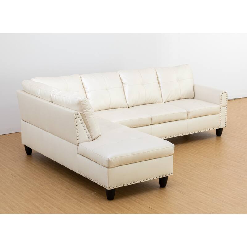 KISRAIS 97.5" Wide 2-Piece Vegan Leather Sectional Sofa Set for Small Space