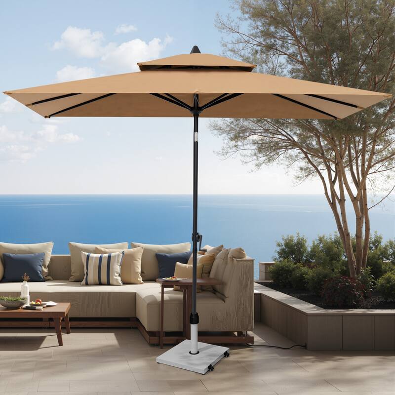 45LBS Outdoor Patio Square Concrete Market Umbrella Base Stand with Wheels