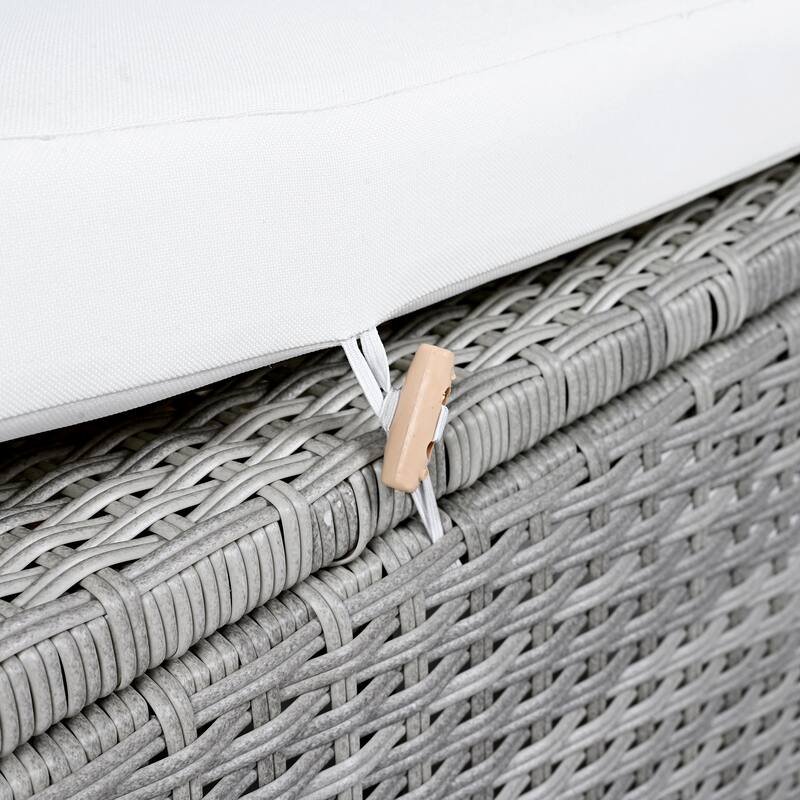 5-Piece Outdoor Patio Rattan Sofa Set - L-Shaped PE Wicker Sectional with 2 Extendable Side Tables, Dining Table