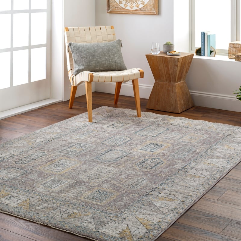 Carlisle Traditional Oriental Area Rug - 5'3" Round - Brown/Gray