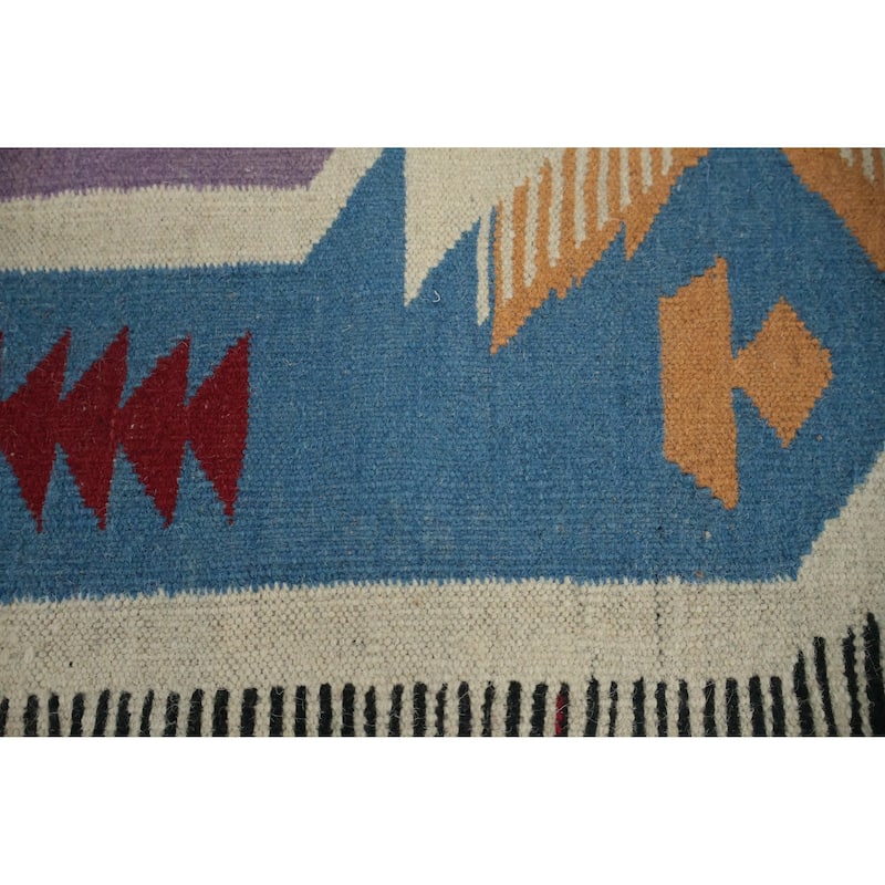 Hand Woven Oriental 100% Wool Carpet Southwestern Tribal Black Kilim Area Rug - 9' 11'' X 8' 6''