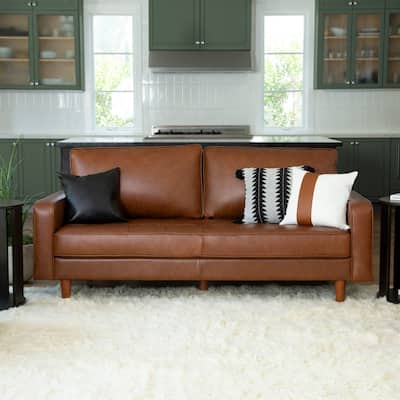 Abbyson Holloway Mid Century Top-grain Leather Sofa