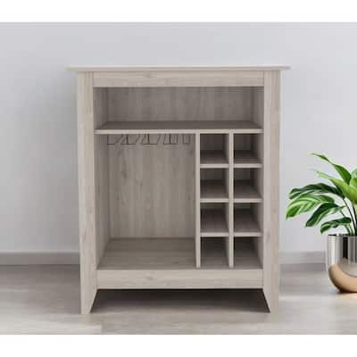 HomeRoots Light Gray Bar Cart With Wine Storage - 32.40 in. x 38.00 in. x 17.70 in.
