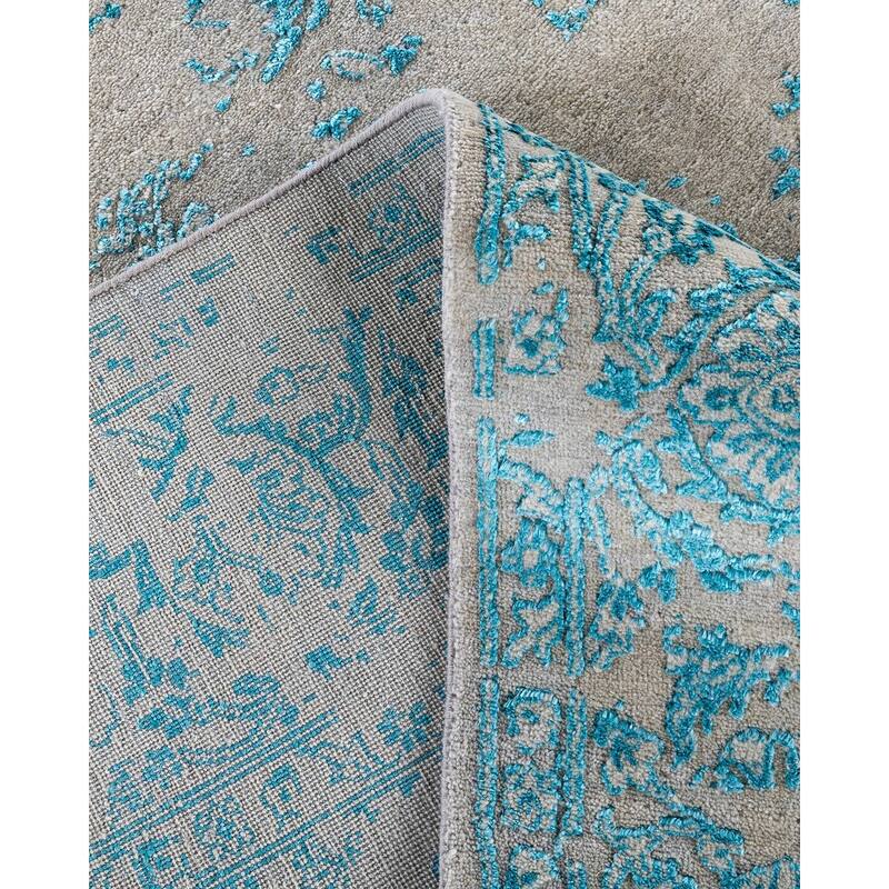 Ikat One-of-a-Kind Hand-Knotted Area Rug, Blue - 7' 10" x 10' 1"
