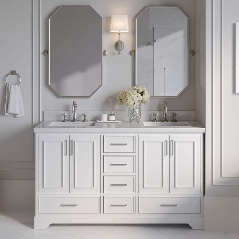 Ariel M061DWQRVO Stafford 61" Free Standing Double Basin Vanity Set
