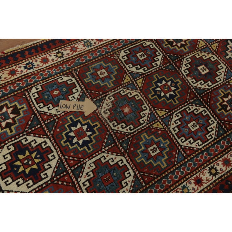 Hand Knotted Oriental 100% Wool Carpet Traditional All-Over Red Shiraz Area Rug - 8' 1'' X 3' 10''