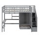 preview thumbnail 31 of 33, Twin Size Loft Bed With Bookshelf and Wardrobe for Storage