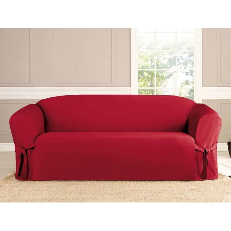 Microsuede Slipcover Furniture Protector Sofa Cover - Loveseat - Ruby