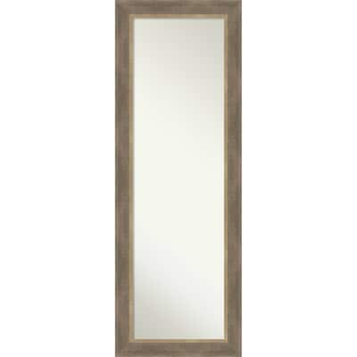 Driftwood Non-Beveled Framed Full-Length On the Door Mirror - Driftwood Tan - 19 x 53 in