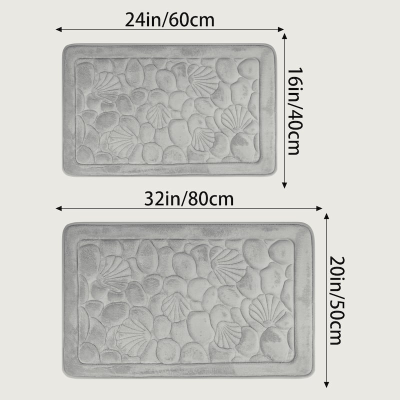 Shell Pattern Bathroom Mat Soft Memory Foam Absorbent Non-Slip Bath Rugs