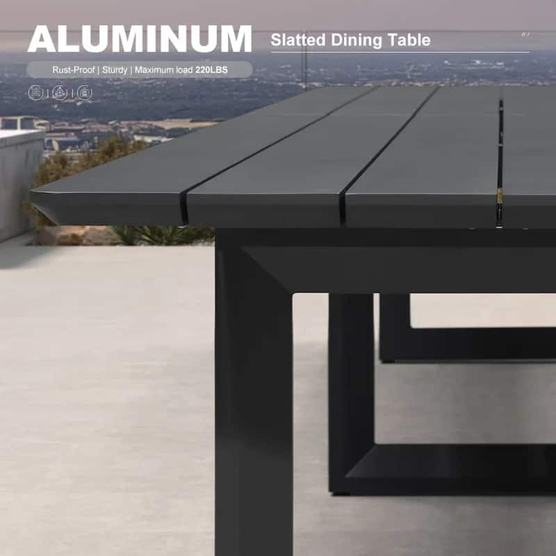 PURPLE LEAF Caesar Outdoor Dining Set Aluminum Luxury Patio Furniture with Olifen Removable Thick Cushion and Pillow-Grey - N/A