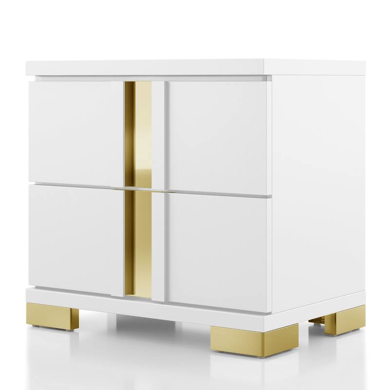 Furniture of America Halifax Modern Rubberwood 2-Drawer Nightstand