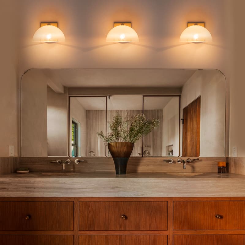 Modern Bowl-Shape Vanity Lights with Gradient White Glass Shades