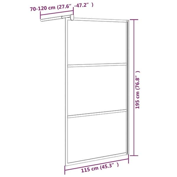 dimension image slide 0 of 4, vidaXL Walk-in Shower Wall multi size Half Frosted ESG Glass Black