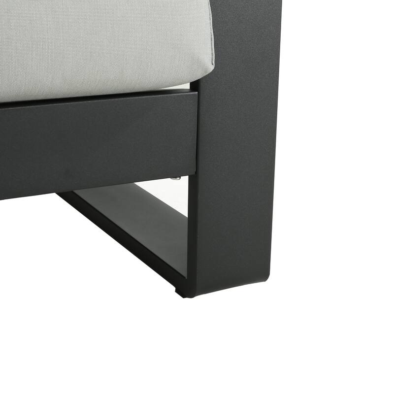 Roomfitters La Plata Outdoor Aluminum Lounge Chairs with Olefin Cushions, Modern Patio Seating, Black