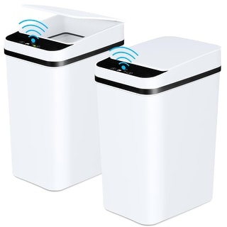 ELPHECO 2 Pack 3.5 Gallon Bathroom Trash Can with Lid Motion Sensor Slim Garbage Can Waterproof Smart Small Trash Bin for Bathroom, Kitchen, Office, main image 1