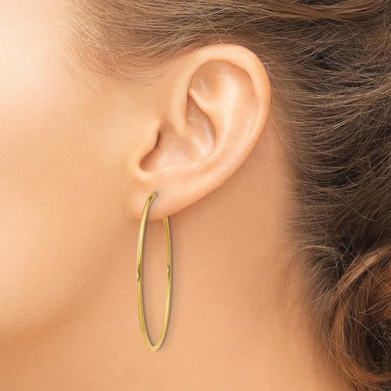 Curata 14k Yellow Gold 40x40mm Endless Hoop Earrings