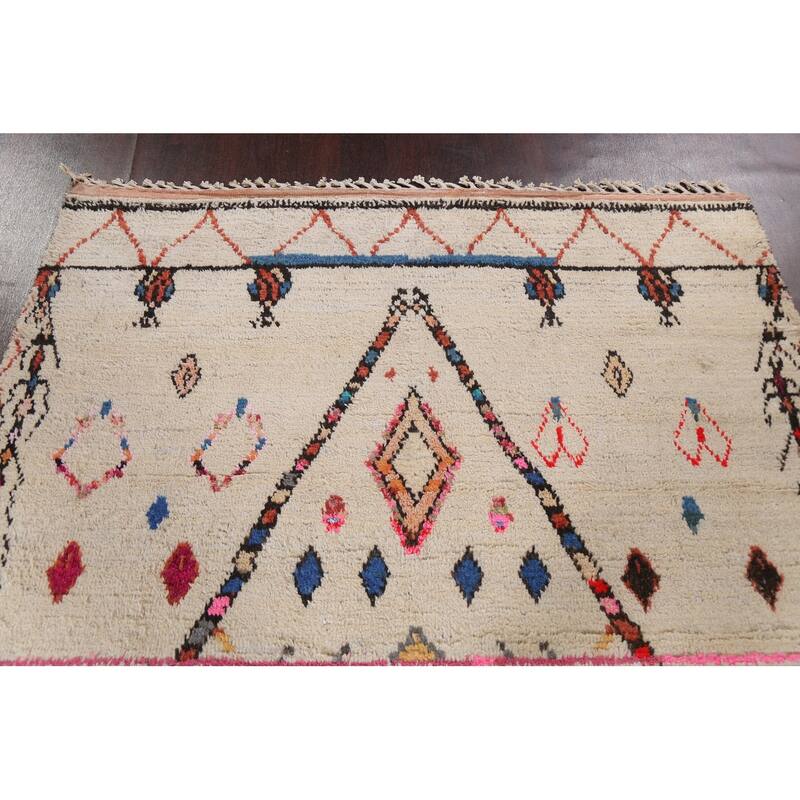 Tribal Oriental Moroccan Geometric Area Rug Hand-knotted Wool Carpet - 6'1" x 9'5"