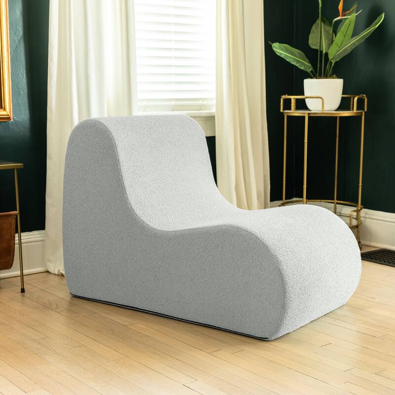 Jaxx Uptown Modern Armless Accent Chair, Boucle - Silver