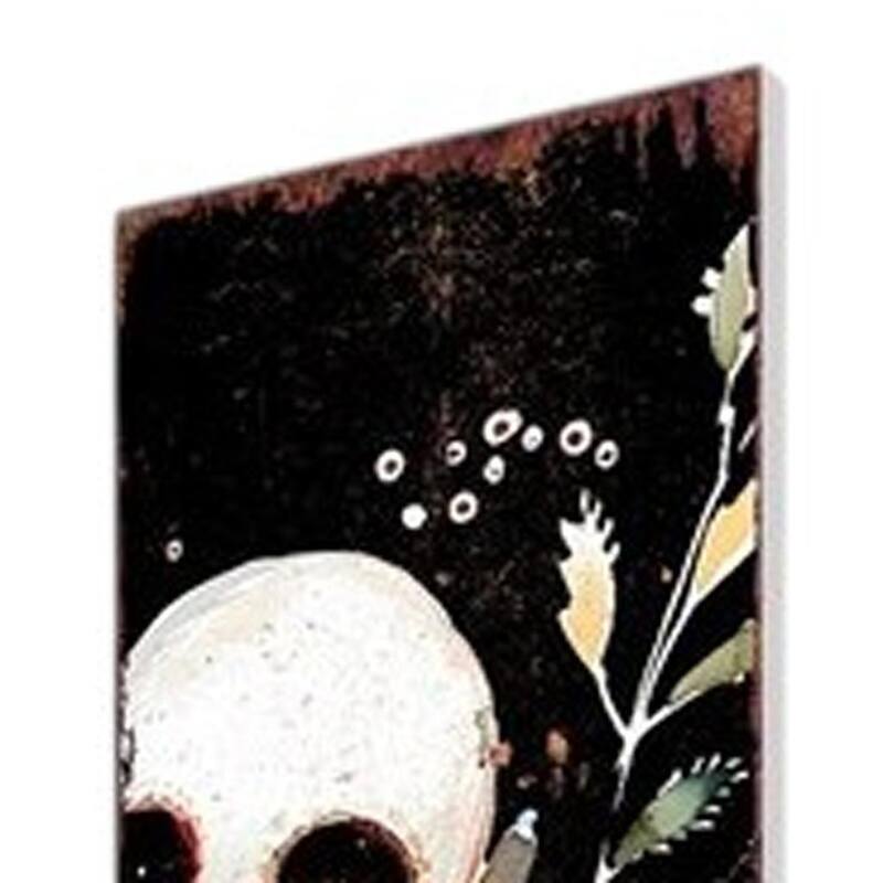 HomeRoots 42" Black White And Orange Solid Wood Halloween Skeleton Garden Stake