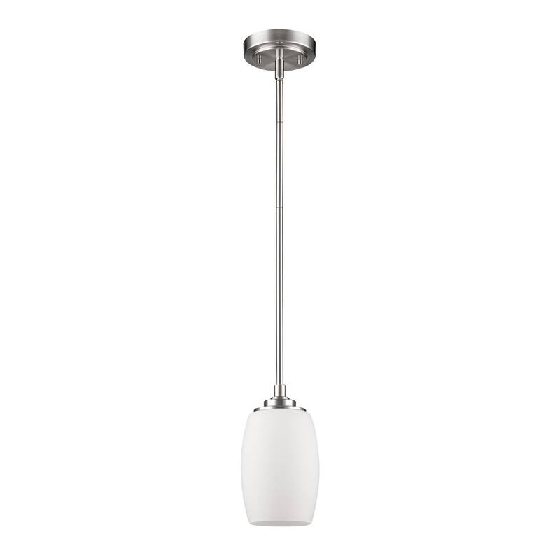 HomeRoots Silver Hanging Light with Frosted Glass Shade - 5' X '11.5' X '5