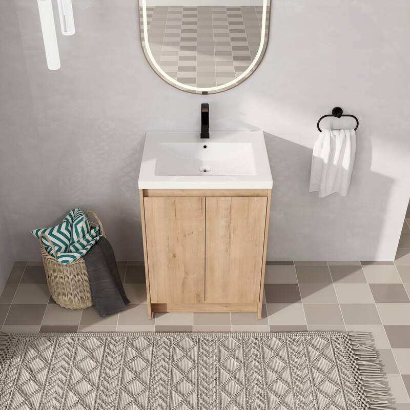 Malwee 24"/48"/72" Bathroom Vanity with Sink, FreeStanding Vanity with Soft Close Door and Adjustable Shelf - 23.6"×18.1"×35.3"