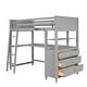 preview thumbnail 46 of 48, Twin Loft Bed with Drawers and Desk, Wooden Loft Bed with Shelves - White