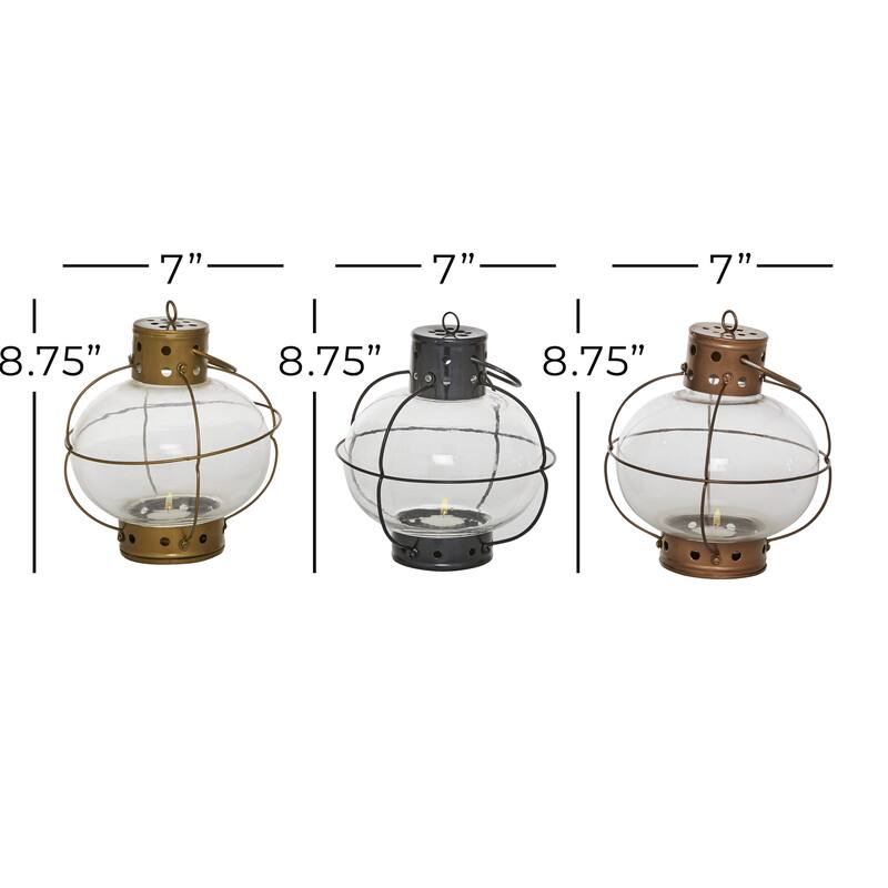 Multi Iron Rustic Lantern (Set of 3) - 7 x 7 x 8