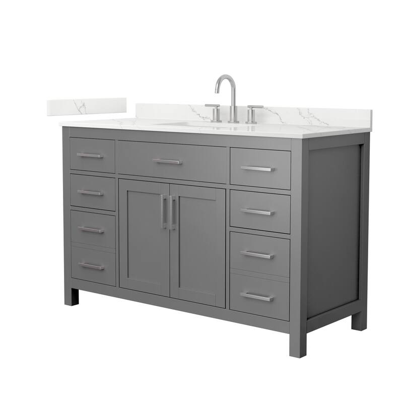 Wyndham Collection WCG2424-54S-QTZ-US3MXX Beckett 54" Free Standing - Dark Gray / Giotto Quartz Top / Brushed Nickel