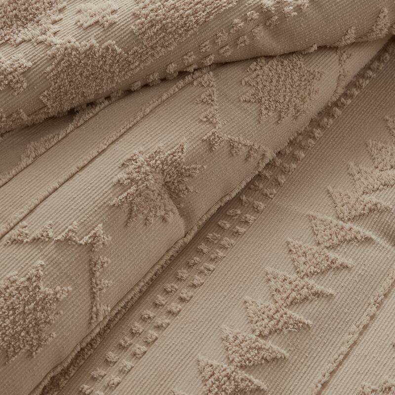 3 PCS Full/Queen Chenille Oversized Comforter Set Tan