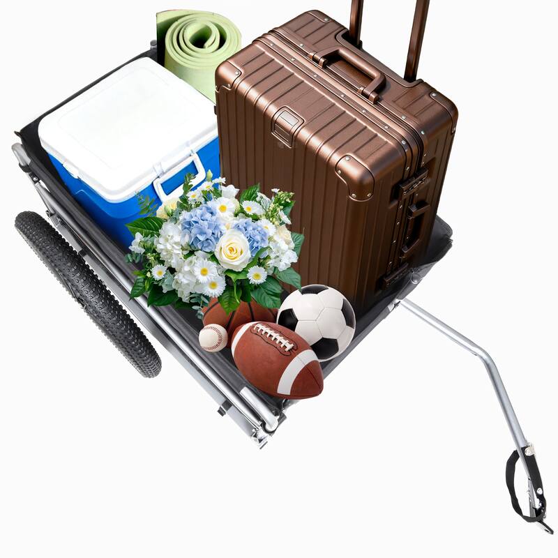 Bike Cargo Trailer, 110lbs Load Capacity, Heavy-Duty Bicycle Wagon Cart, Foldable Compact Storage, Featuring upgraded Fat tires