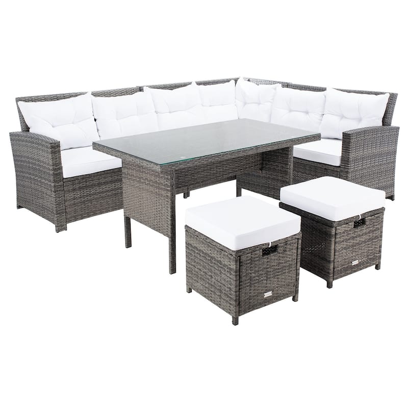 SAFAVIEH Outdoor Miki 5-piece Wicker Sectional Patio Dining Set