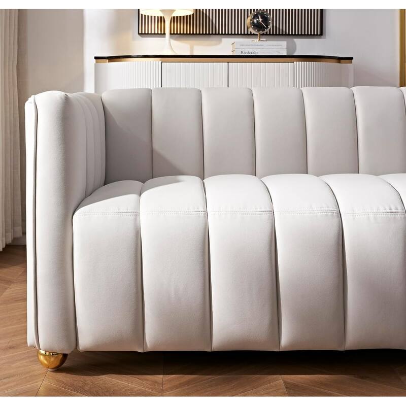 Glam Fabric Upholstered Solid Wood Frame 82.7" Art Deco Sofa