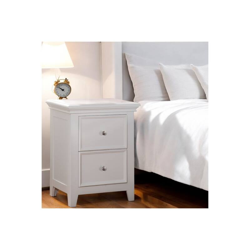 Contemporary Nightstand - Modern Bedside Table with Storage - White Finish - Youth Bedroom Decor - 22" x 16" x 27"