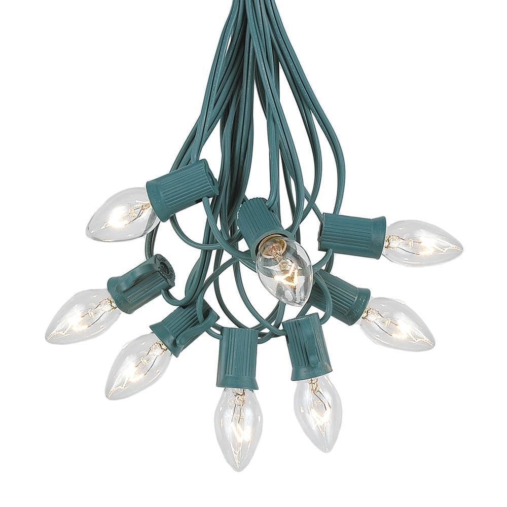25 Foot C7 Twinkle Christmas Light Set, Hanging String Lights, Green Wire
