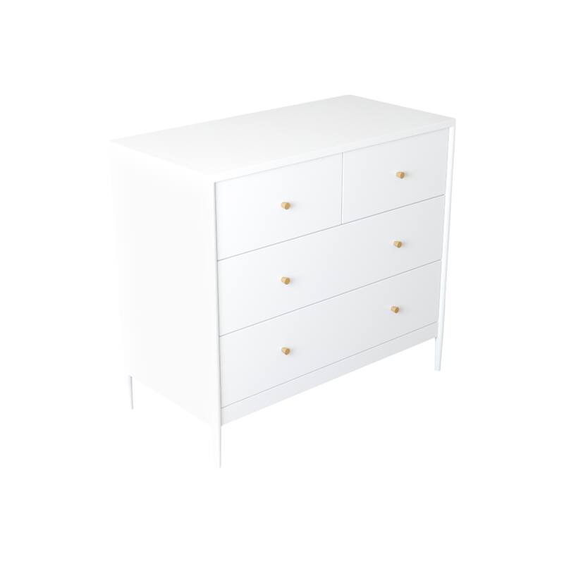 White 4-Drawer Kids Dresser, Wooden Storage Cabinet for Toddler Bedroom, Nursery, Closet, Baby Nightstand Organizer