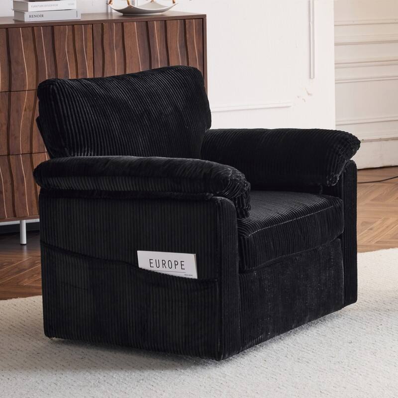 33" Corduroy Swivel Single Sofa Chair