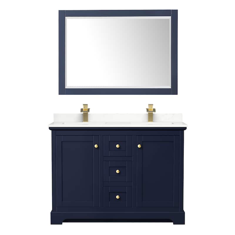 Avery 48-inch Double Vanity, Quartz Top, 46-inch Mirror