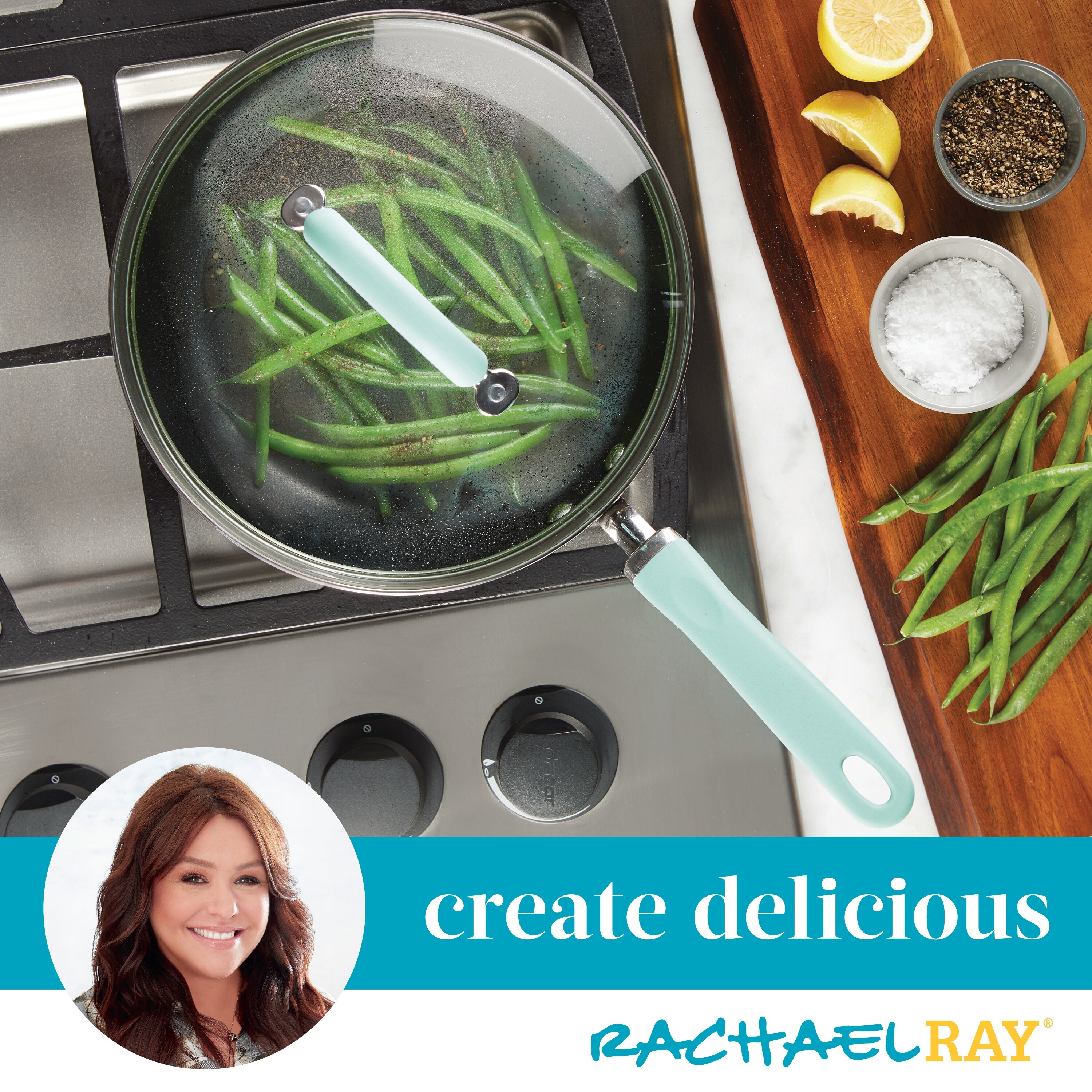 Rachael Ray Create Delicious Aluminum Nonstick Induction Deep Frying Pan  with Lid, 9.5-Inch - Bed Bath & Beyond - 26517520