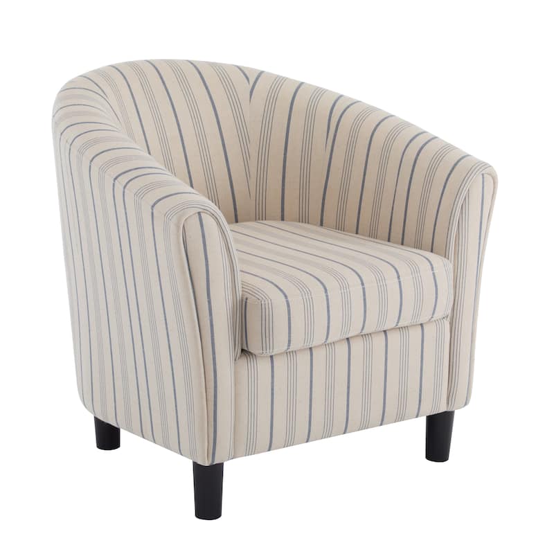 Striped Fabric Chair with Channel Stitching