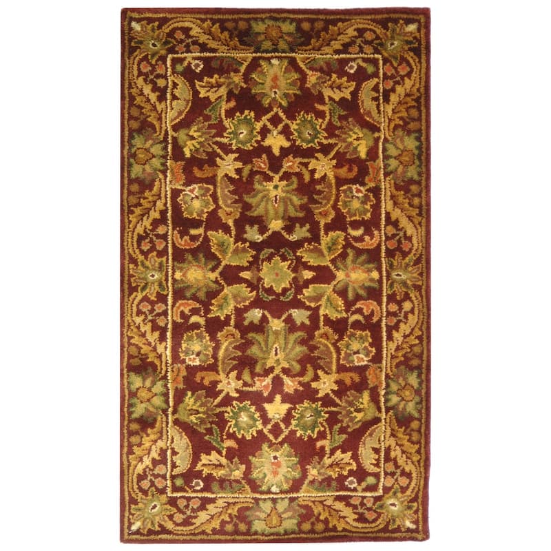 SAFAVIEH Handmade Antiquity Manerva Traditional Oriental Wool Rug - 2' x 3' - Wine/Gold