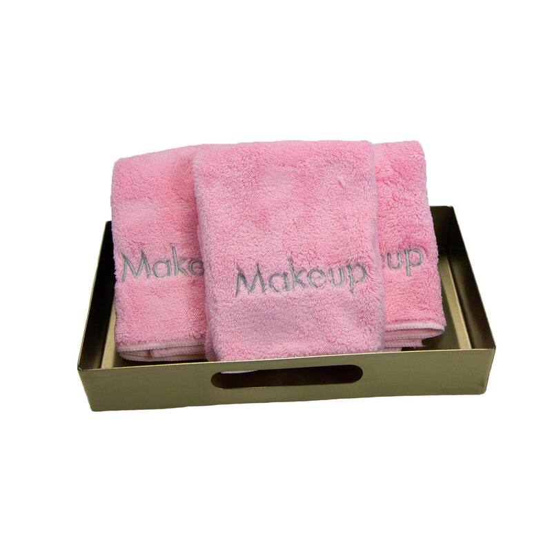 Embroidered Coral Fleece Microfiber Makeup Towels - Set of 6 - 13X13